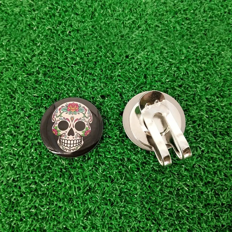 Marker with hat clip ⛳️ SUGAR SKULL Golf Marker– Never Lose Your Marker Again! 🎯