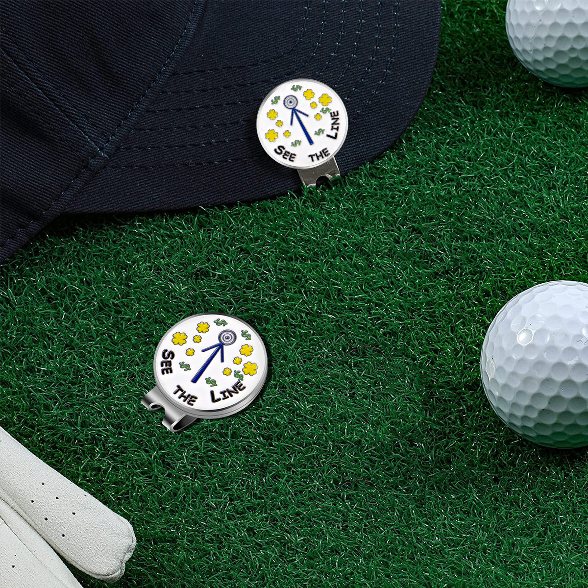 Marker with hat clip ⛳️ SEE THE LINE Golf Marker– Never Lose Your Marker Again! 🎯