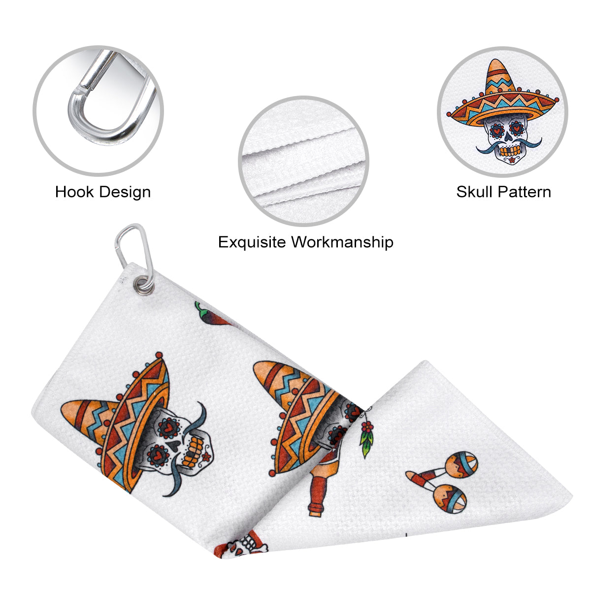 β³ Sugar Skull Microfiber Golf Towel β Play in Style, Clean with Power! ππ―