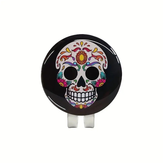 (Sugar Skull) Golf Ball Marker with High-Quality Magnetic Hat Clip – Durable, Strong Hold, and Easy Access on the Course