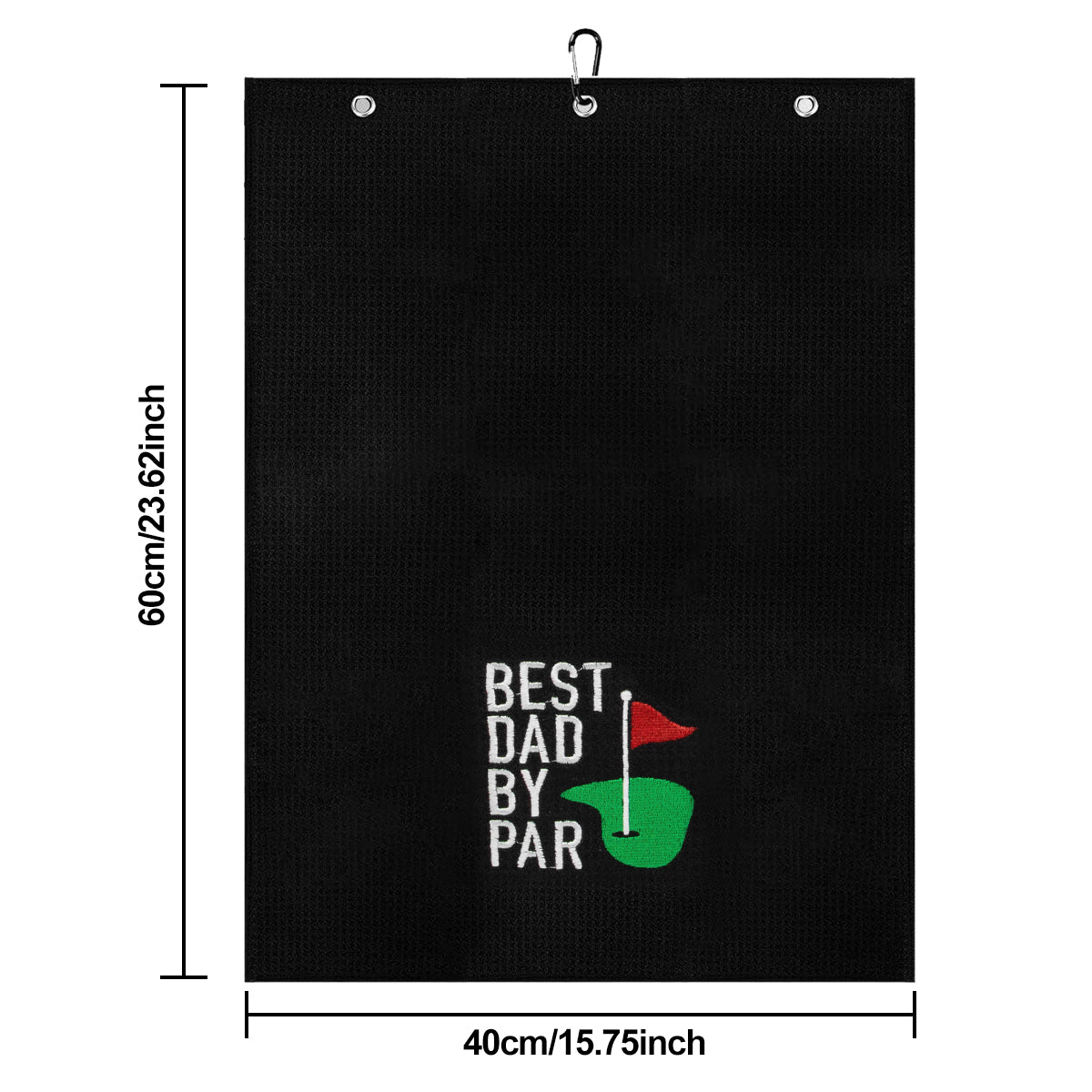 UniCaddie Best Dad By PAR Golf Towel with Quick-Dry Dual-Sided Design, Portable Carabiner, Gentle Cleaning, Durable & Easy-Care - Perfect for Golf