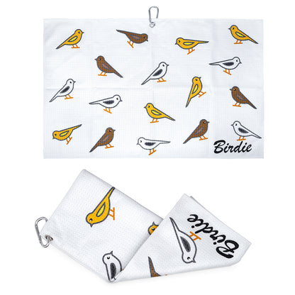 Microfiber Golf Towel (Birdie)with Quick-Dry Dual-Sided Design, Portable Carabiner, Gentle Cleaning, Durable & Easy-Care - Perfect for Golf- Premium Performance Towel