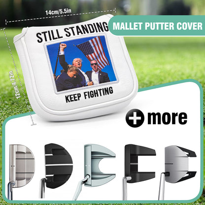 **New Release ** Faux Leather Putter Cover (Keep Fighting- Mallet） – Durable, Soft, and Stylish Headcover with Magnetic Closure for Secure Fit. Protects Your Putter from Dings and Scratches