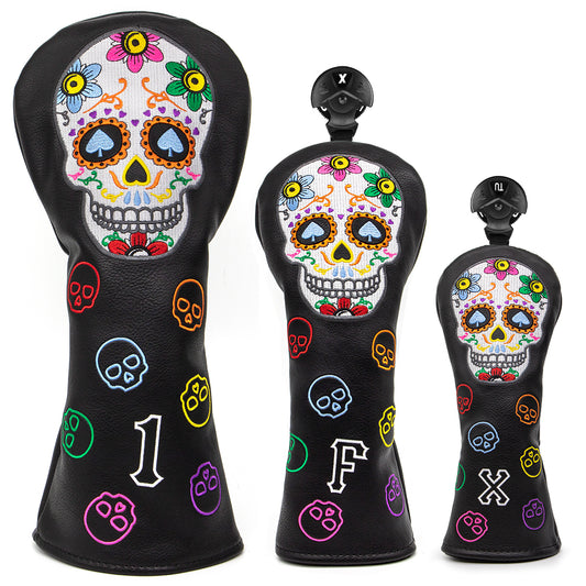 **New Arrival** Golf Club Head Covers (Sugar Skull) – 4 options available. Premium driver, fairway wood, and hybrid covers for golfers. Durable and stylish