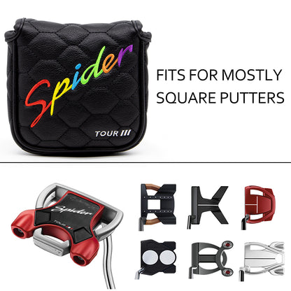 **New Arrivals** Faux Leather Putter Cover (Spider- Mallet） – Durable, Soft, and Stylish Headcover with Magnetic Closure for Secure Fit. Protects Your Putter from Dings and Scratches