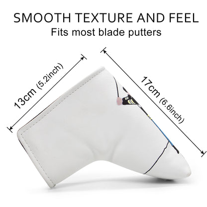 **New Arrivals** Faux Leather Putter Cover (Gilmore White- Blade） – Durable, Soft, and Stylish Headcover with Magnetic Closure for Secure Fit. Protects Your Putter from Dings and Scratches