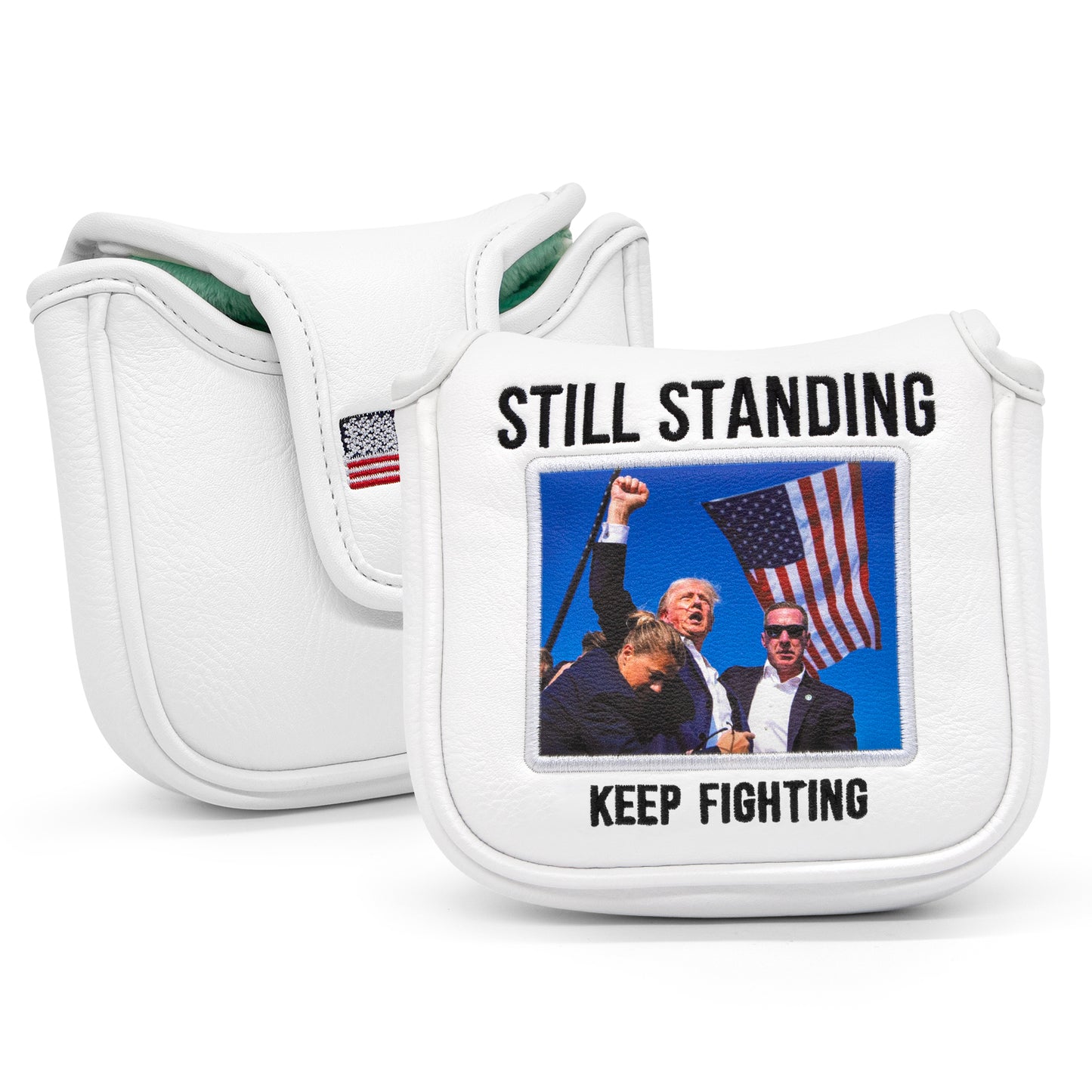 **New Release ** Faux Leather Putter Cover (Keep Fighting- Mallet） – Durable, Soft, and Stylish Headcover with Magnetic Closure for Secure Fit. Protects Your Putter from Dings and Scratches