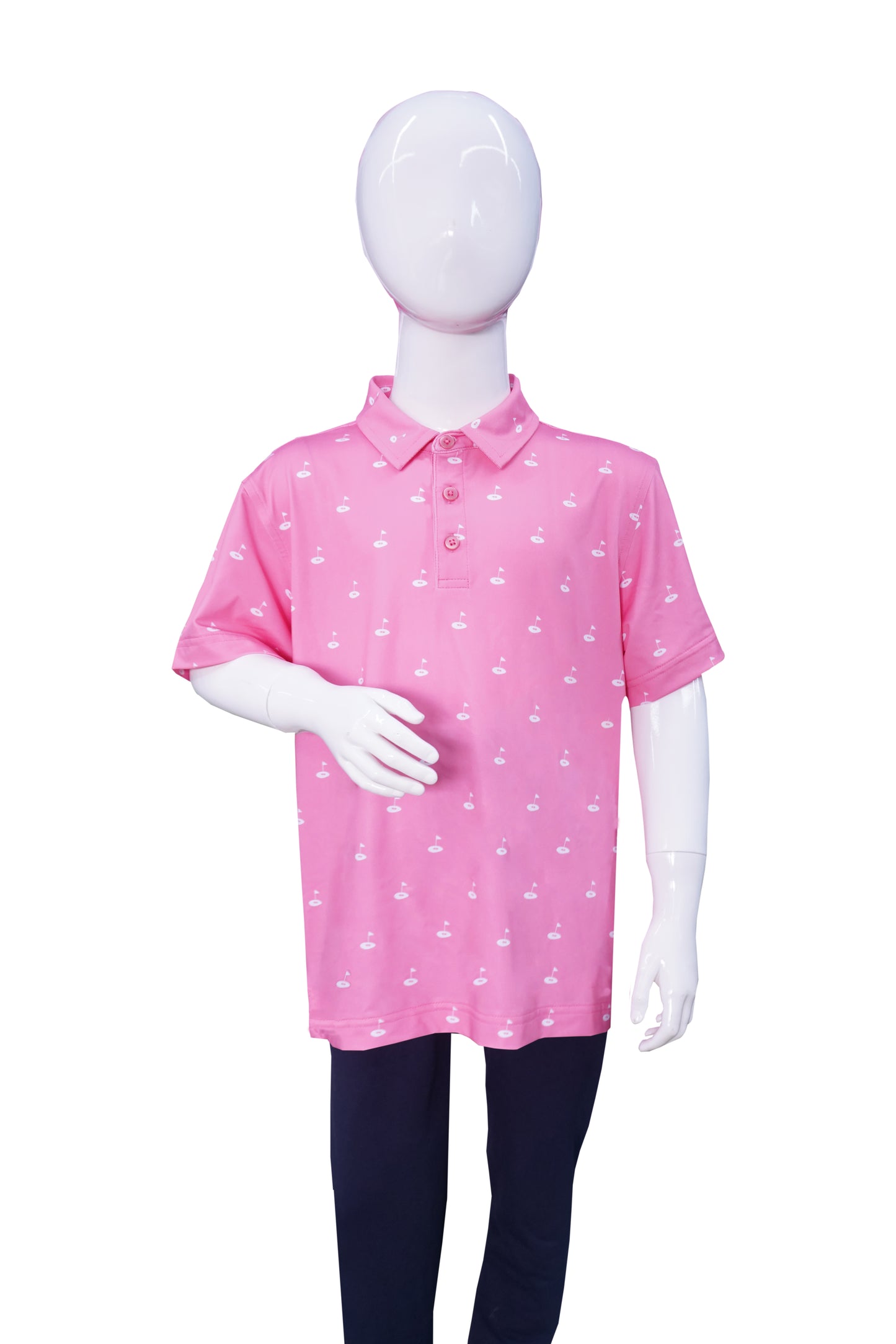 (Holiday 20%OFF) UniCaddie Premium Youth Unisex Golf Polo Shirts - Pink Golf Pin Flag