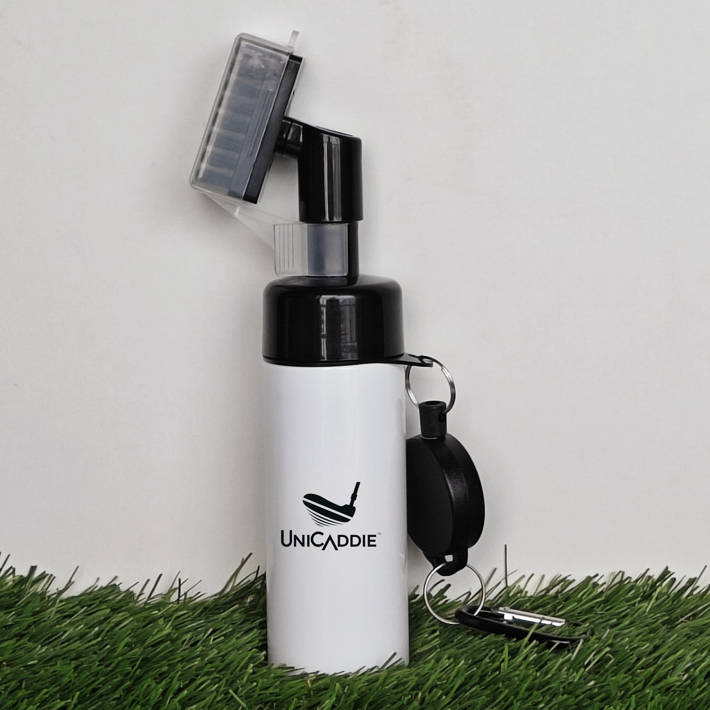 UniCaddie Press Type: Golf Club Cleaning Brush with Retainer Clip and Water Bottle – Leak-proof 4 oz reservoir