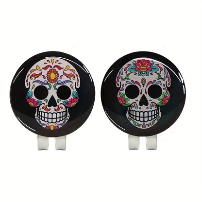 (Sugar Skull) Golf Ball Marker with High-Quality Magnetic Hat Clip – Durable, Strong Hold, and Easy Access on the Course