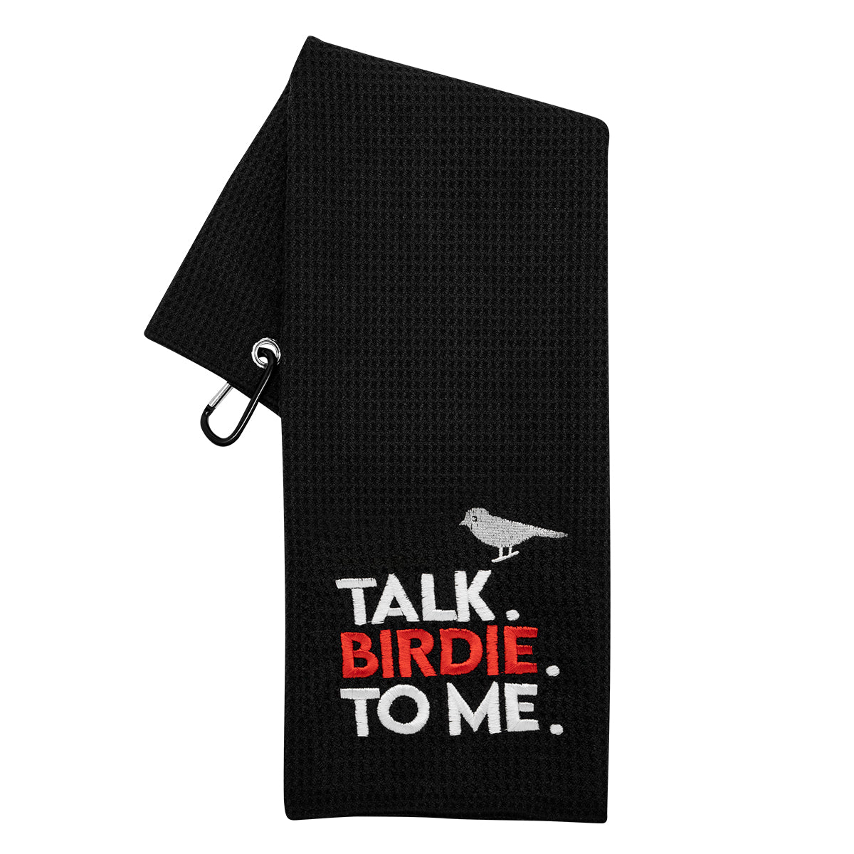 Microfiber Golf Towel (Talk Birdie To Me)with Quick-Dry Dual-Sided Design, Portable Carabiner, Gentle Cleaning, Durable & Easy-Care - Perfect for Golf- Premium Performance Towel