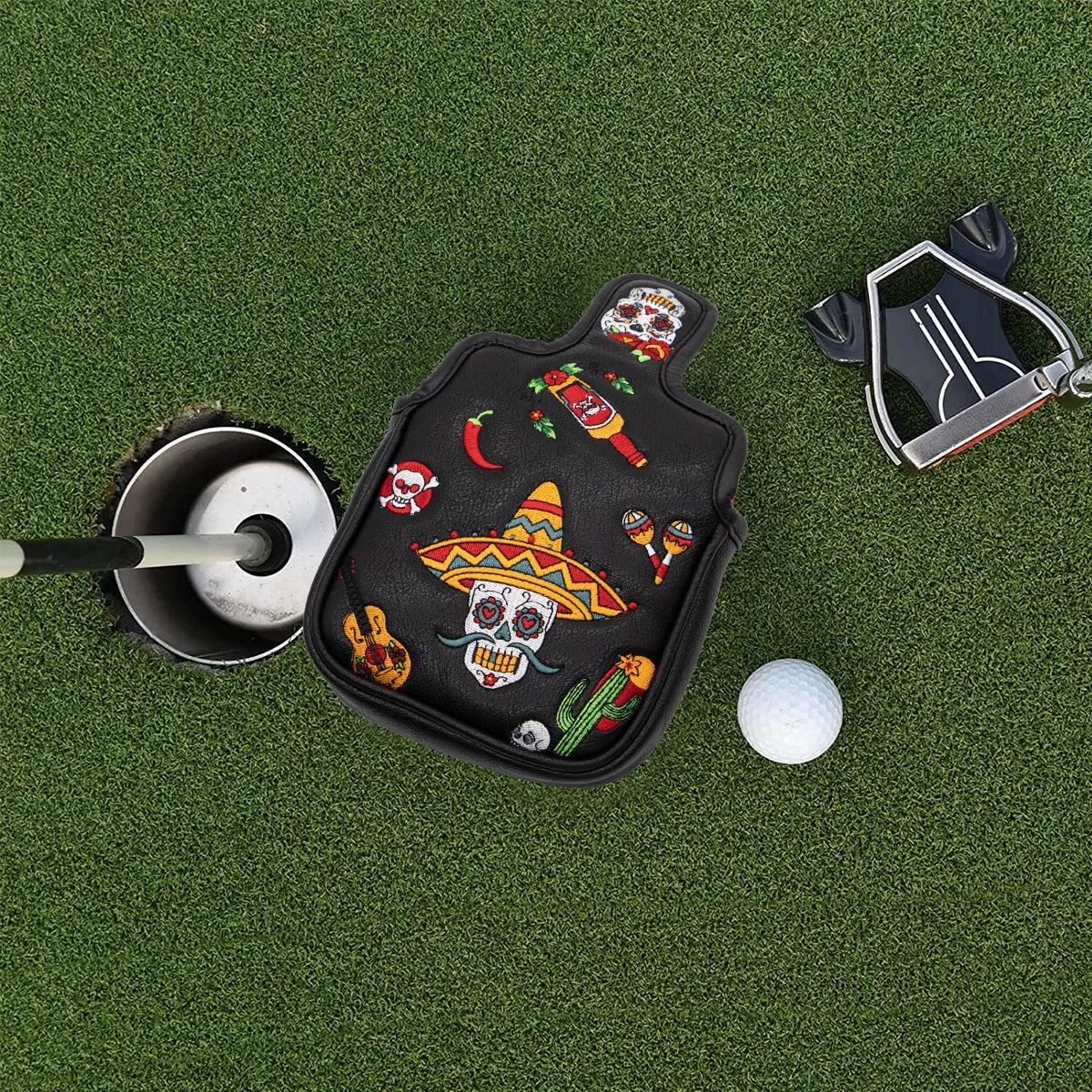 Sugar Skull Mallet Putter Cover(No Ribbon) – Sweet Style, Soft Feel, and a Hole-in-One Fit! 🍦🏌️‍♂️