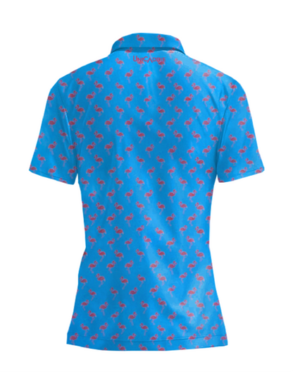 (Holiday 20%OFF) UniCaddie Premium Women's Golf Polo Shirts - Blue Flamingo