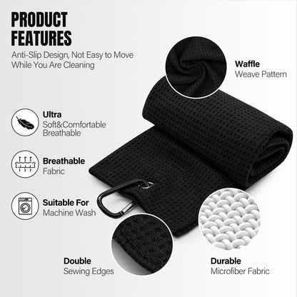 Microfiber Golf Towel (Talk Birdie To Me)with Quick-Dry Dual-Sided Design, Portable Carabiner, Gentle Cleaning, Durable & Easy-Care - Perfect for Golf- Premium Performance Towel