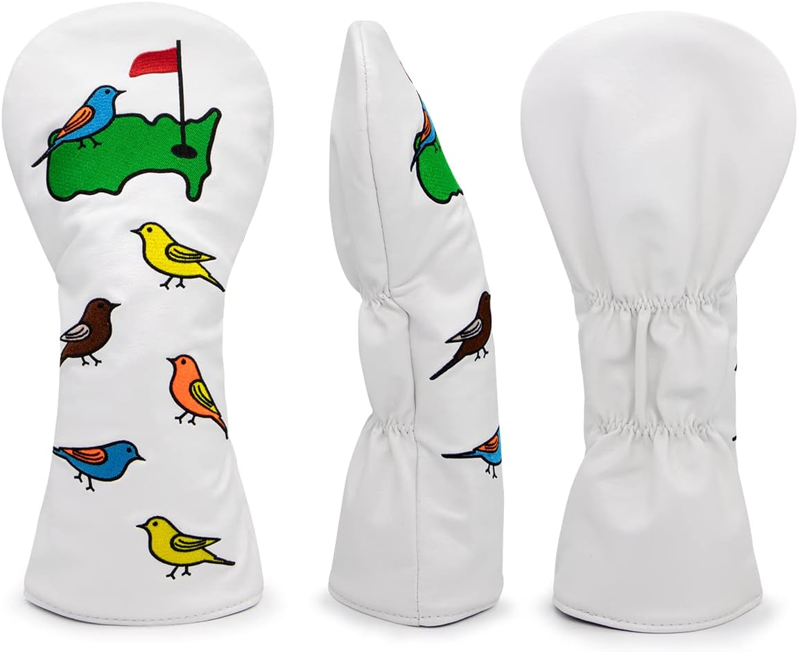 Golf Club Head Covers (Birdie on Green) – 4 Options to Choose From. Premium Golf Driver, Fairway Wood, and Hybrid Club Headcovers for Golfers, Durable & Stylish