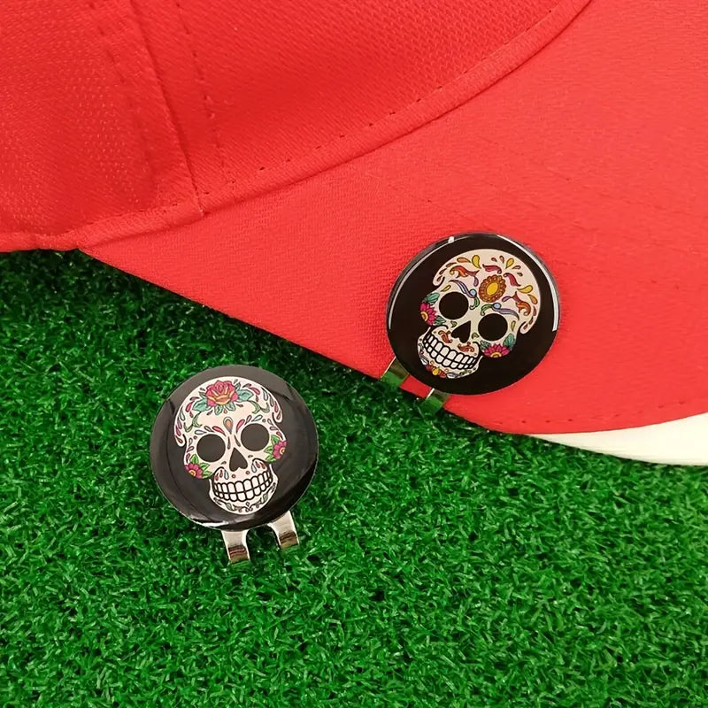 (Sugar Skull) Golf Ball Marker with High-Quality Magnetic Hat Clip – Durable, Strong Hold, and Easy Access on the Course