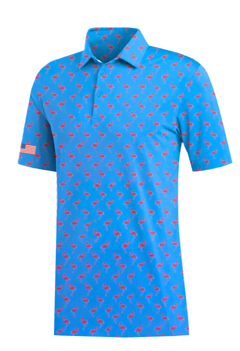 UniCaddie Premium Men's Golf Polo Shirts- Blue Flamingo