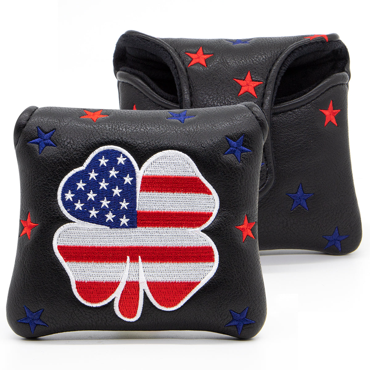 Premium Faux Leather Putter Cover (American Flag- Mallet Black&Red） – Durable, Soft, and Stylish Headcover with Magnetic Closure for Secure Fit. Protects Your Putter from Dings and Scratches