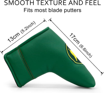 Premium Faux Leather Putter Cover (Masters Green-Blade) – Durable, soft, and stylish with magnetic closure for a secure fit. Protects your putter from dings and scratches