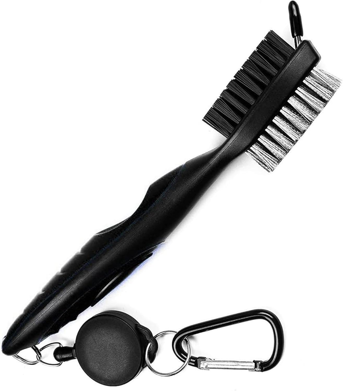 Golf Club Brush with Retractable Zip-line and Aluminum Carabiner golf brush