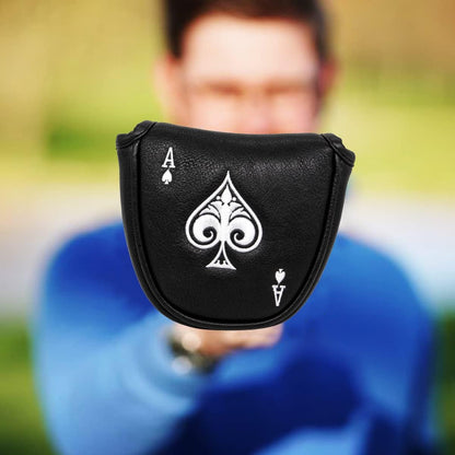 Premium Faux Leather Putter Cover (Ace of Spade-Mallet) – Durable, soft, and stylish with magnetic closure for a secure fit. Protects your putter from dings and scratches