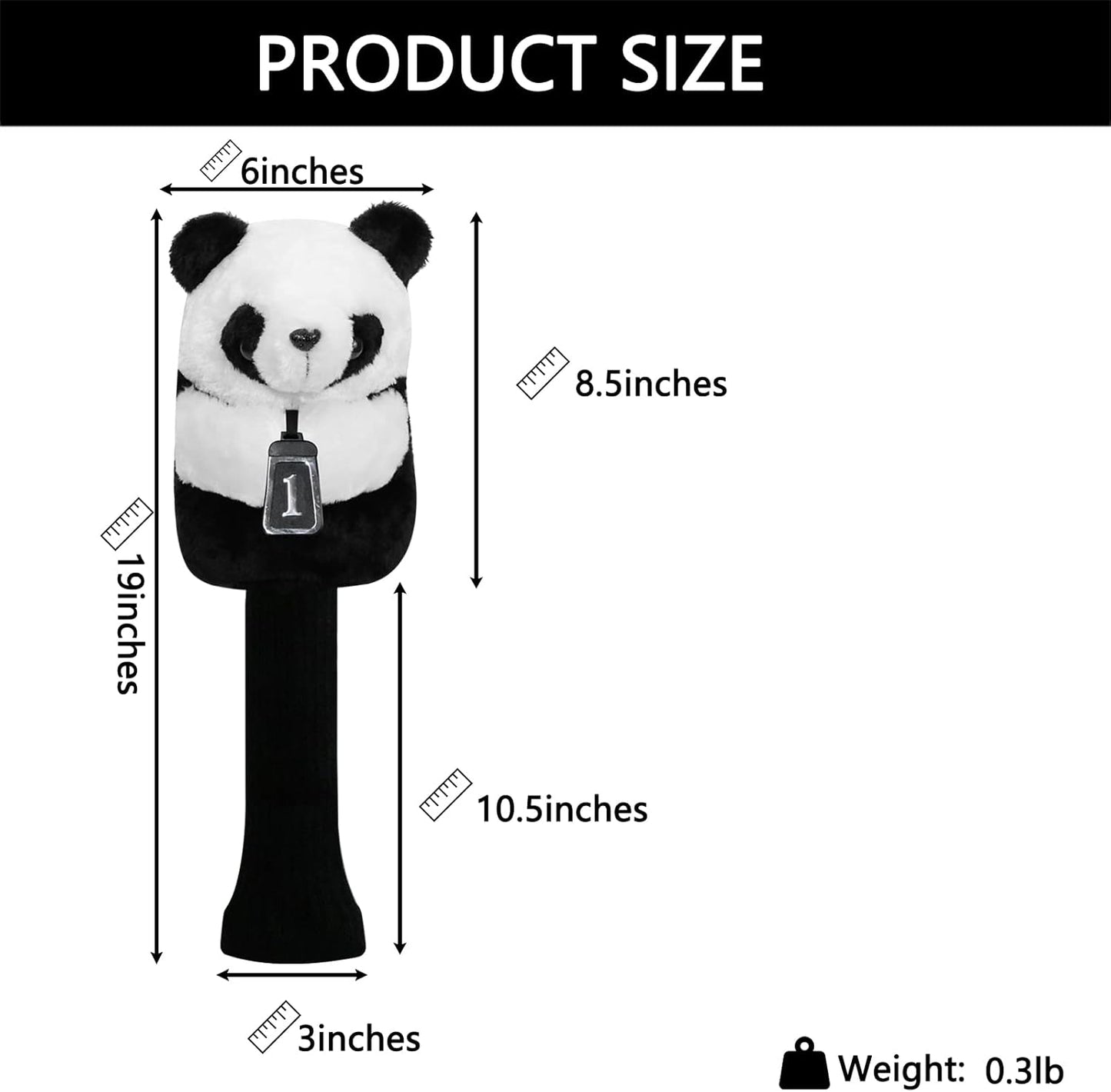 Golf Driver Head Cover (Panda) – Fits 460CC clubs. Perfect for Taylormade, Titleist, Callaway, Ping. Stylish, funny animal design. Durable and universal fit