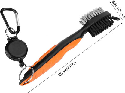 Golf Club Brush with Retractable Zip-line and Aluminum Carabiner golf brush