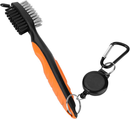 Golf Club Brush with Retractable Zip-line and Aluminum Carabiner golf brush