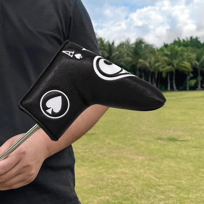 Premium Faux Leather Putter Cover (Ace of Spade-Blade) – Durable, soft, and stylish with magnetic closure for a secure fit. Protects your putter from dings and scratches