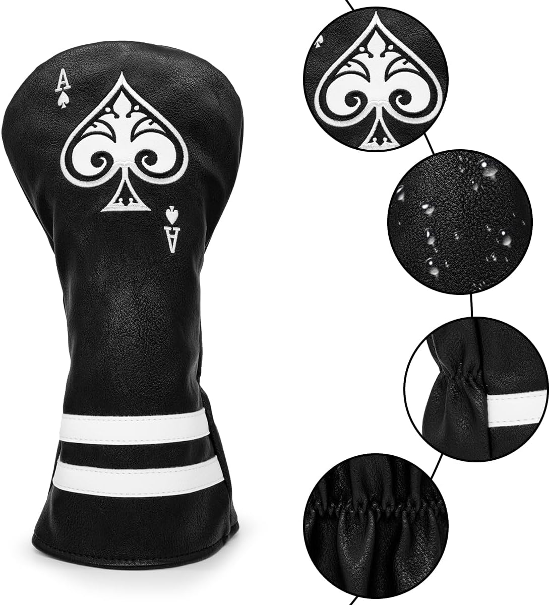 Ace of Spade Golf Club Headcovers (Driver, Wood, Hybrid)– Fun, Durable, & Stylish! 🍦🏌️‍♂️