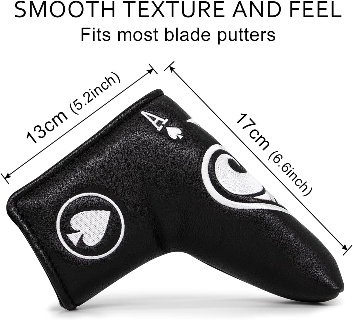 Premium Faux Leather Putter Cover (Ace of Spade-Blade) – Durable, soft, and stylish with magnetic closure for a secure fit. Protects your putter from dings and scratches