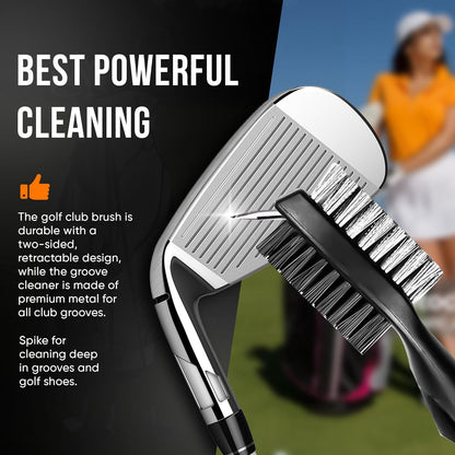 Golf Club Brush with Retractable Zip-line and Aluminum Carabiner golf brush