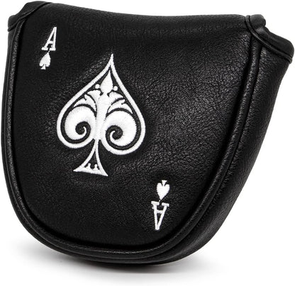 Premium Faux Leather Putter Cover (Ace of Spade-Mallet) – Durable, soft, and stylish with magnetic closure for a secure fit. Protects your putter from dings and scratches