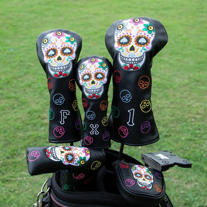 Premium Faux Leather Putter Cover (Sugar Skull- Mallet） – Durable, Soft, and Stylish Headcover with Magnetic Closure for Secure Fit. Protects Your Putter from Dings and Scratches