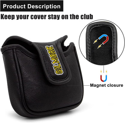 Premium Faux Leather Putter Cover (Gilmore- Mallet） – Durable, Soft, and Stylish Headcover with Magnetic Closure for Secure Fit. Protects Your Putter from Dings and Scratches