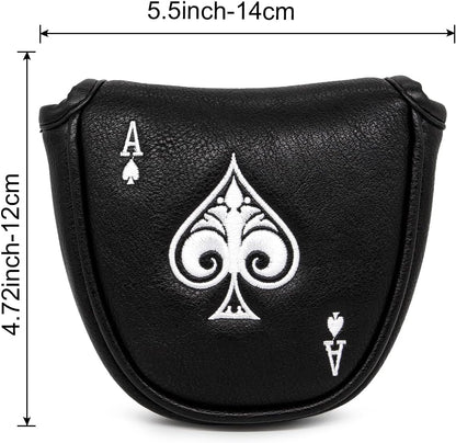 Premium Faux Leather Putter Cover (Ace of Spade-Mallet) – Durable, soft, and stylish with magnetic closure for a secure fit. Protects your putter from dings and scratches