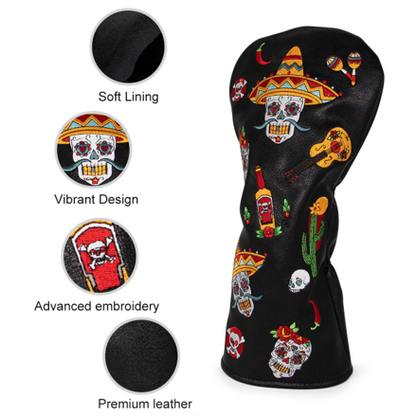 Golf Club Head Covers (Sugar Skull) – 4 options available. Premium driver, fairway wood, and hybrid covers for golfers. Durable and stylish