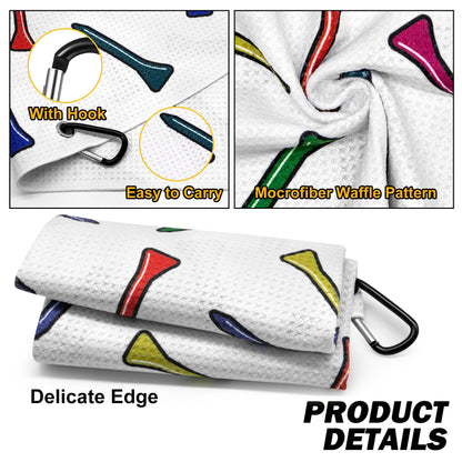 Microfiber Golf Towel (Golf Tees)with Quick-Dry Dual-Sided Design, Portable Carabiner, Gentle Cleaning, Durable & Easy-Care - Perfect for Golf- Premium Performance Towel