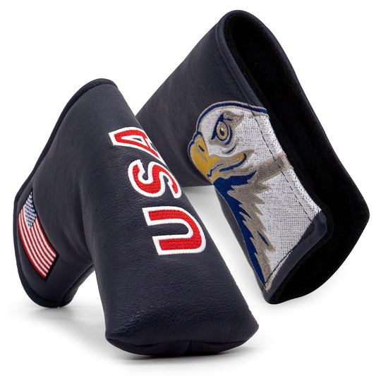 **New Arrivals** Faux Leather Putter Cover (USA- Blade） – Durable, Soft, and Stylish Headcover with Magnetic Closure for Secure Fit. Protects Your Putter from Dings and Scratches