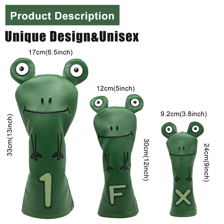 Golf Club Head Covers (Frog) – 4 options available. Premium driver, fairway wood, and hybrid covers for golfers. Durable and stylish