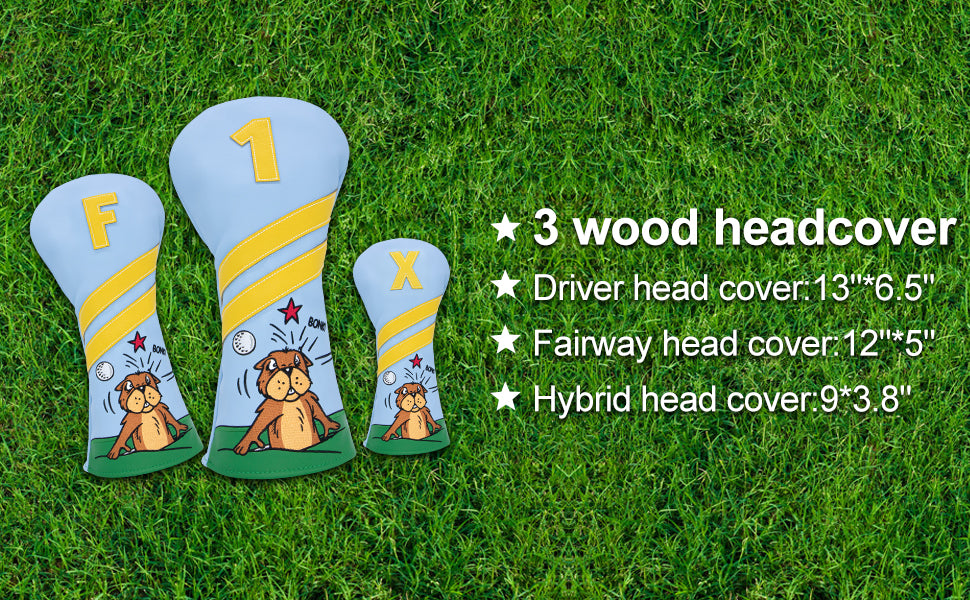 **New Release** Golf Club Head Covers (Bonk!) – 4 options available. Premium driver, fairway wood, and hybrid covers for golfers. Durable and stylish