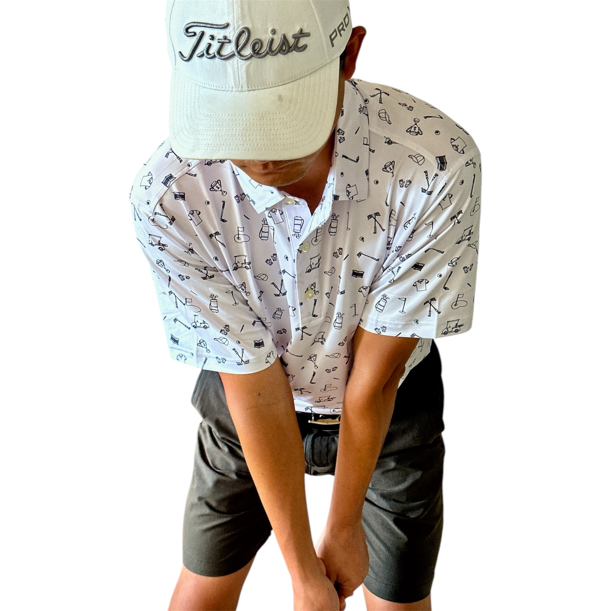 (Men) UniCaddie Ace Golf Polo – Crisp, Classic, Cool in White!