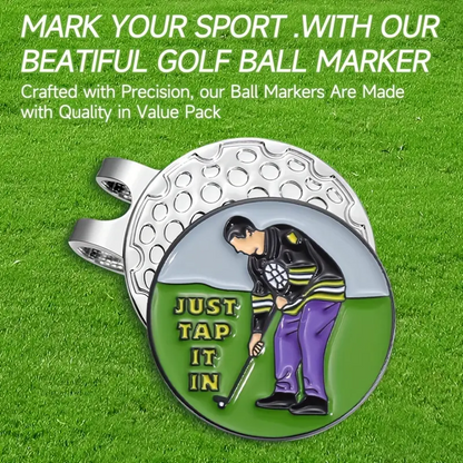 (Just Tap It In) Premium Golf Ball Marker with High-Quality Magnetic Hat Clip – Durable, Strong Hold, and Easy Access on the Course