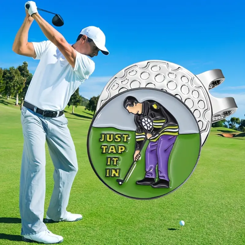 (Just Tap It In) Premium Golf Ball Marker with High-Quality Magnetic Hat Clip – Durable, Strong Hold, and Easy Access on the Course