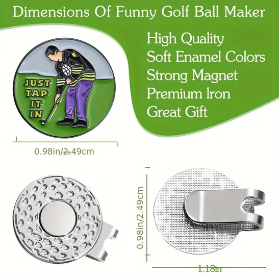 (Just Tap It In) Premium Golf Ball Marker with High-Quality Magnetic Hat Clip – Durable, Strong Hold, and Easy Access on the Course