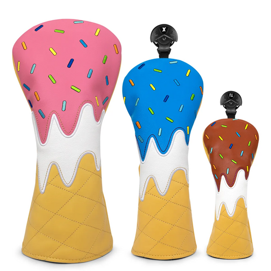 Golf Club Head Covers (Ice Cream)- 4 Options to Choose From. Premium Golf Driver, Fairway Wood, and Hybrid Club Headcovers for Golfers, Durable & Stylish