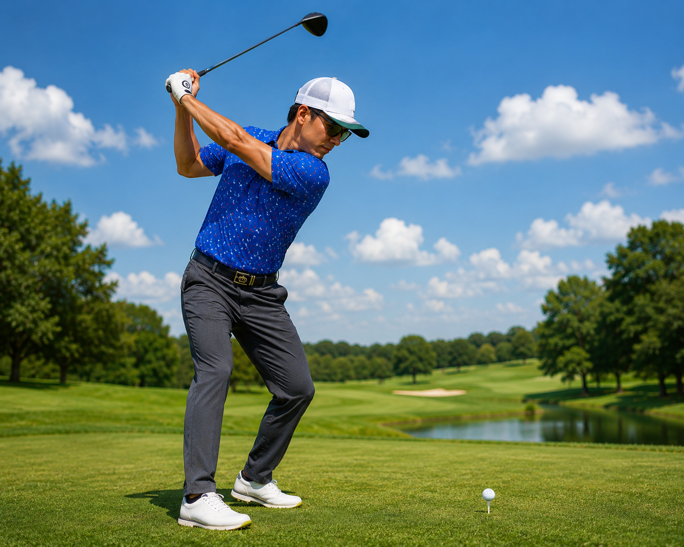 (Men) UniCaddie Ace Golf Polo – Crisp, Classic, Cool in Blue!