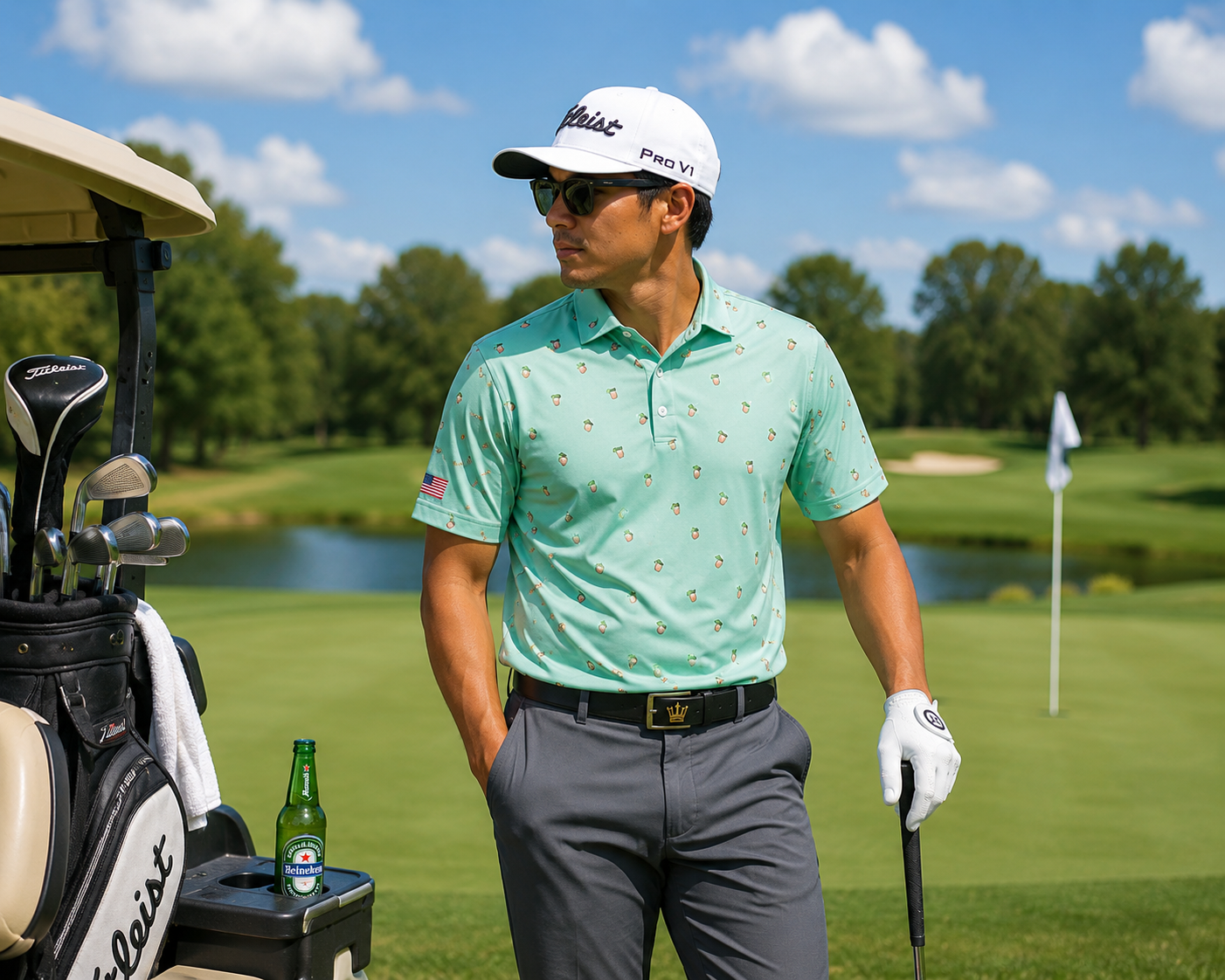 (Men) UniCaddie Ace Golf Polo – Crisp, Classic, Cool in Green!