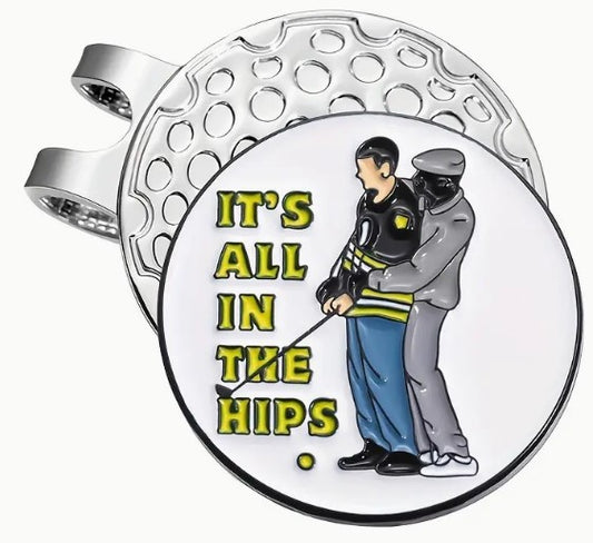 (Its all in the hips) Premium Golf Ball Marker with High-Quality Magnetic Hat Clip – Durable, Strong Hold, and Easy Access on the Course