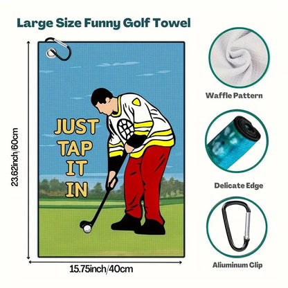 (Just tap it in) Funny Microfiber Towel with Clip – Super Absorbent, Perfect for Golf Fans! Best Christmas, Birthday, or Anniversary Gift!